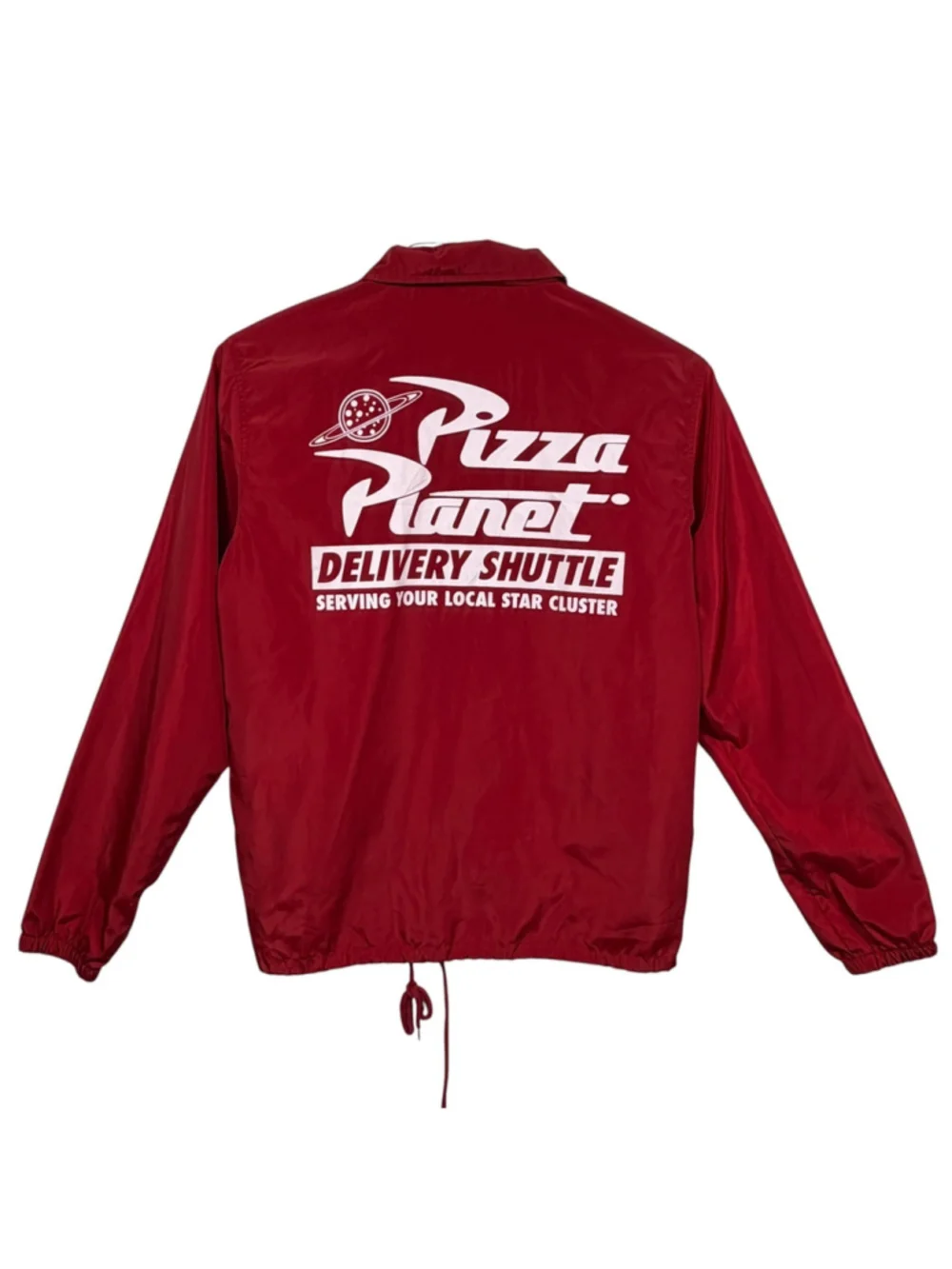 Disney Pixar Toy Story Pizza Planet Coaches Jacket Red Windbreaker Mens Small